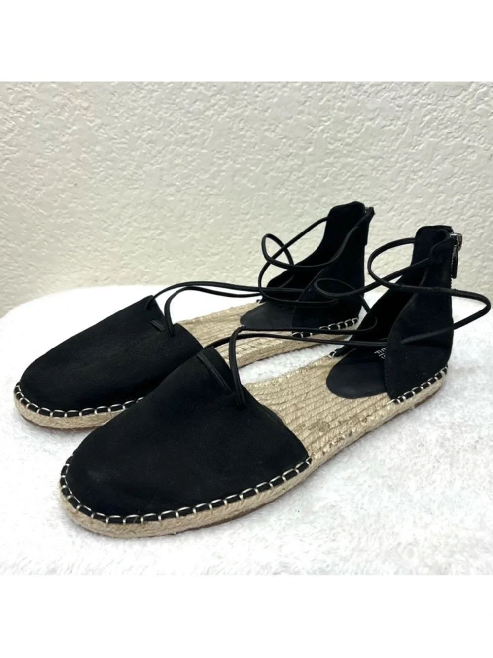 Eileen Fisher Lace Up Strappy Lala Sandal Espadrilles Flats Closed Toe Size 9